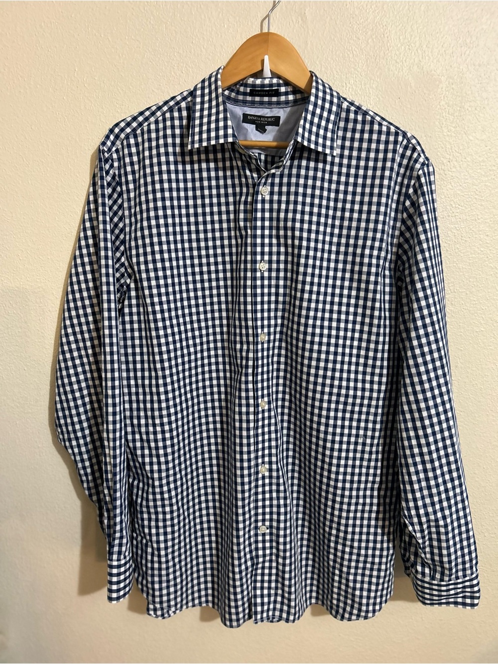 Banana Republic Men's XL Gingham Button-Up Shirt Camden Fit Non Iron